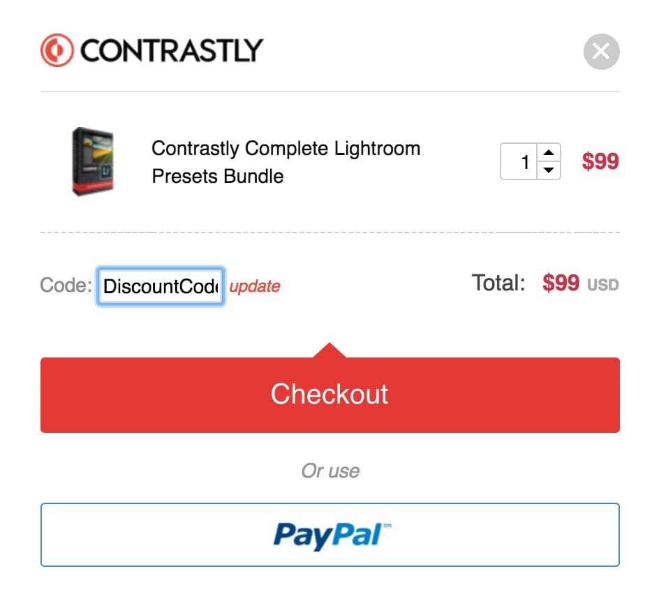 How do I apply a promo or discount code? Contrastly